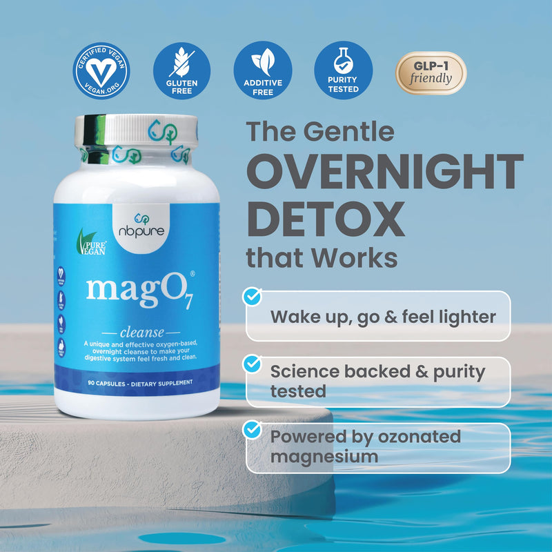 [Australia] - nbpure MagO7 - Natural Colon Cleanse & Detox - Occasional Constipation Relief, Stool Softening, & Bloating Support for Men & Women - Ozonated Magnesium Oxide, 180 Capsules 