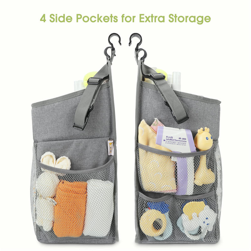 [Australia] - Maliton Changing Table Diaper Organizer - Baby Hanging Diaper Stacker Nursery Caddy Organizer for Cribs Playard Baby Essentials Storage - Hold 52+ Diapers - 18.5" x 10.5" x 8" (Gray) Grey 