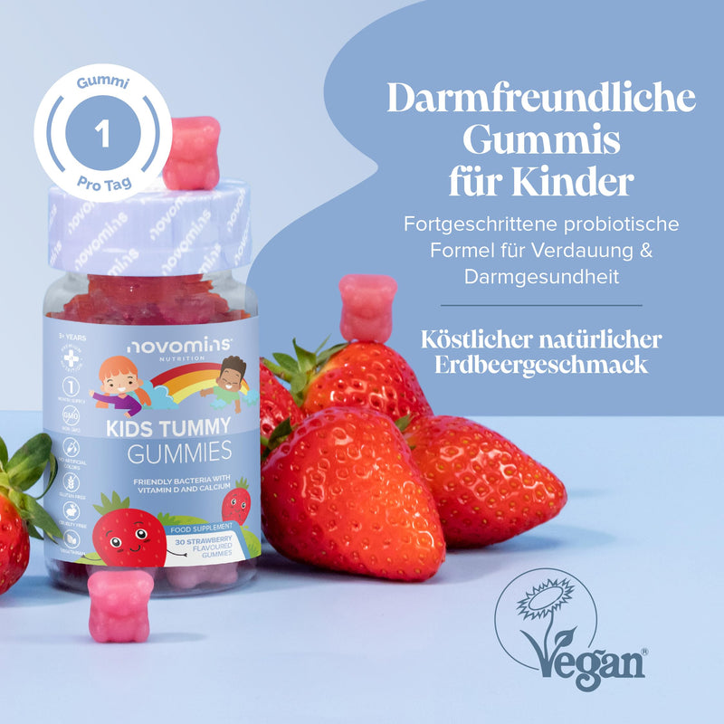 [Australia] - Novomins probiotics for children - intestinal bacteria - bacterial strains Lactobacillus with calcium & vitamin D - gluten-free gummy bears for intestinal flora development - 30 gummies as an alternative to probiotic capsules 