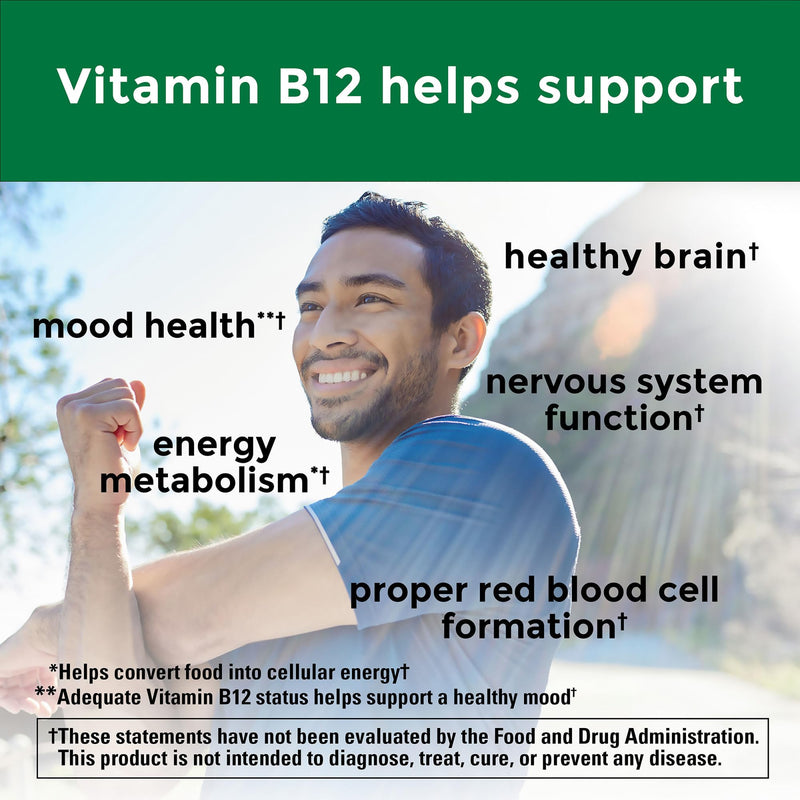 Nature Made Vitamin B12 500 mcg for Energy Metabolism Support, 100 Tablets | B12 Vitamins 500 mcg, Help Support Energy Metabolism, Brain Cell Function and Healthy Aging, Gluten Free, 100 Day Supply 100 Count (Pack of 1)