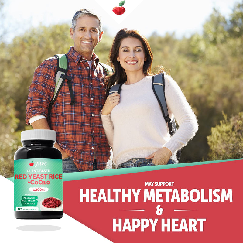 [Australia] - Red Yeast Rice 1200 mg Capsules with CoQ10 – Maintain Healthy Cholesterol Levels, Herbal Heart Health Vegan Red Yeast Rice Supplement - Red Rice Yeast with CoQ10 for Women & Men - 120 Ct 7.5 Pound (Pack of 1) 