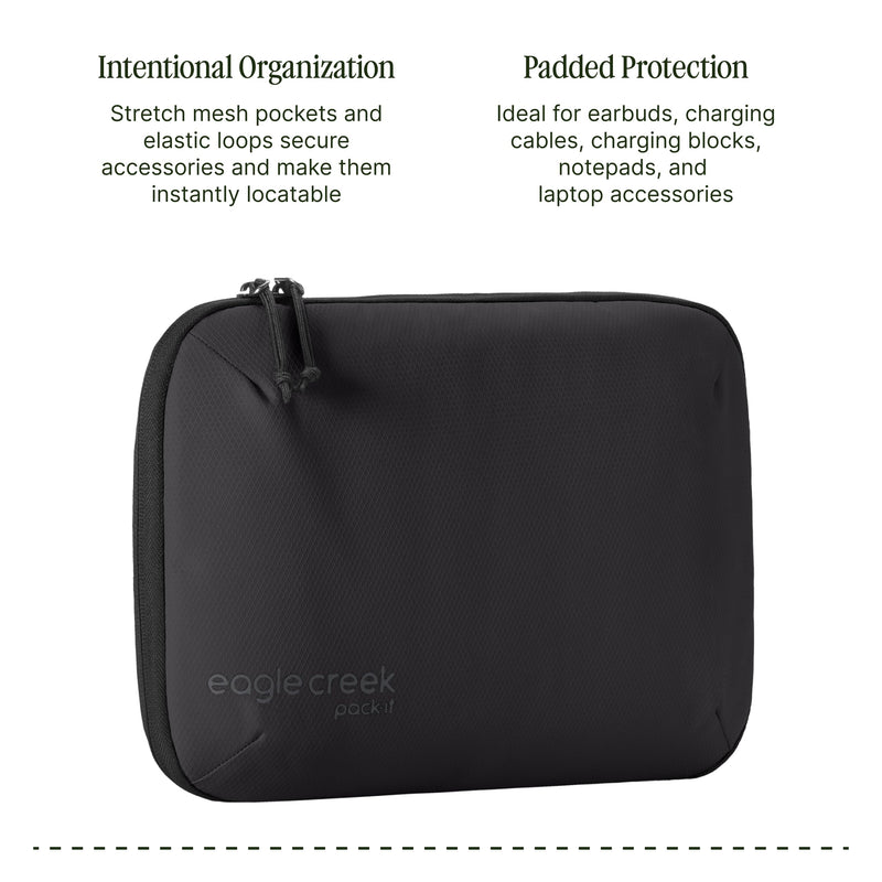 Eagle Creek Pack-It E-Tools Organizer Pro, Black | Compact Tech Accessory Pouch with Charging Cord Organizer, Small Tech Accessories Pouch, Travel Essentials