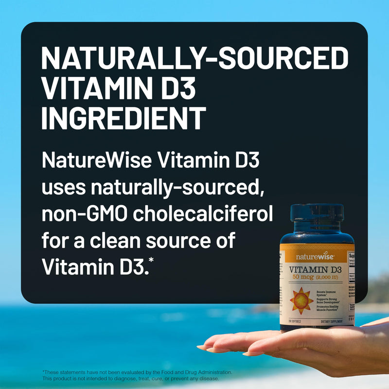 NatureWise Vitamin D3 2000IU Supplement, Immune Support, 360 Mini Softgels