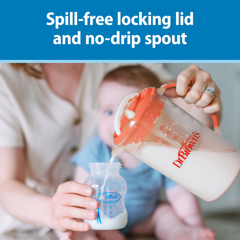 [Australia] - Dr. Brown's Baby Formula Mixing Pitcher with Adjustable Stopper, Locking Lid, & No Drip Spout, 32oz, BPA Free, Olive 