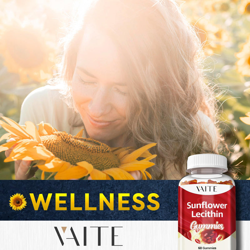 [Australia] - Sunflower Lecithin Extract Gummies 800mg - Vegan, Non-GMO, Soy-Free & Gluten-Free - Cognitive Health & Daily Nutrition - Easy-to-Digest, Plant-Based Wellness Chews for Adults - 60 Chewables 