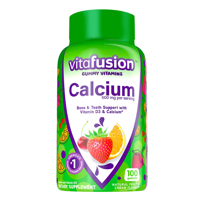 vitafusion Extra Strength Biotin Gummy Vitamins & Chewable Calcium Gummy Vitamins for Bone and Teeth Support, Fruit and Cream Flavored, America’s Number 1 Gummy Vitamin Brand, 50 Day Supply, 100 Count
