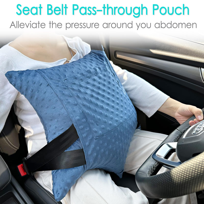 [Australia] - Heart Surgery Pillow Shock Absorbing for Open Heart Surgery After Bypass Coughing with 2 Pockets - Recovery Gifts with Hands Placement Pouch, Minky Dot Denim Blue Star Lounger - Minky Denim Blue 