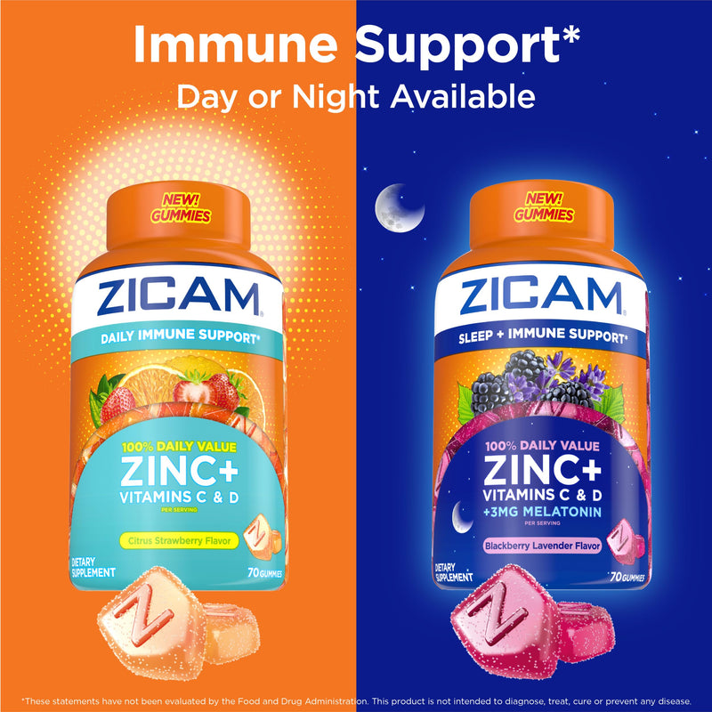 Zicam Daily Immune Support Gummy Supplement, Citrus Strawberry, 70 Count | Antioxidant Support, Easy-to-Take Gummies, Zinc, Vitamin C, Vitamin D 70 Count (Pack of 1)