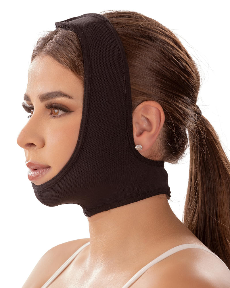 SHAPE CONCEPT Mentonera 318 Powernet Chin Strap for Sleeping Double Chin Reducer High Compression Face Lift Support Medium Black