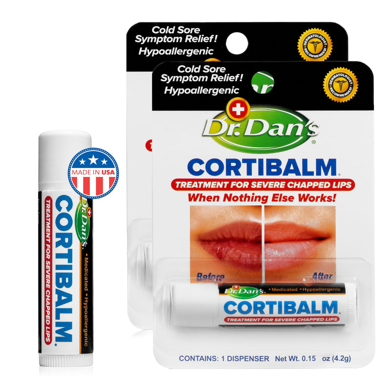 Dr. Dan's Cortibalm Hydrating Lip Balm with 1% Hydrocortisone for Dry Lips | Healing Lip Balm with Beeswax & Vitamin E, Lip Repair for Severely Chapped Lips, Dry Lips Repair, Moisturizing Hydrating 0.14 Ounce (Pack of 2)