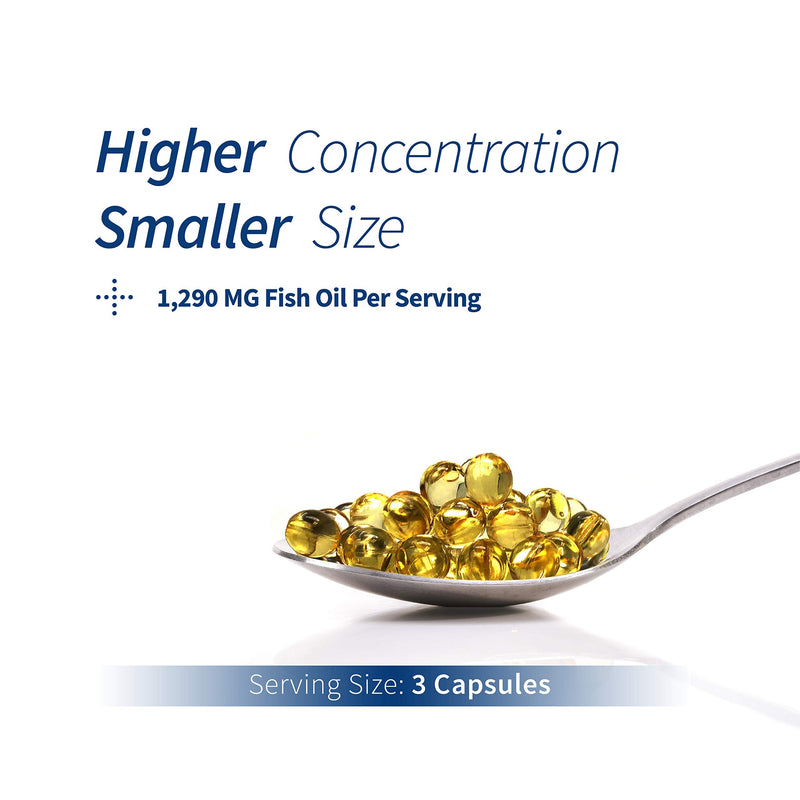 [Australia] - Spoonful Mini Omega 3 Fish Oil, iFOS Certified, 1290 mg Per Serving, 120 Softgels Pearls, Small Size Easy to Swallow Capsules for Women and Seniors, Made in USA 120 Count (Pack of 1) 