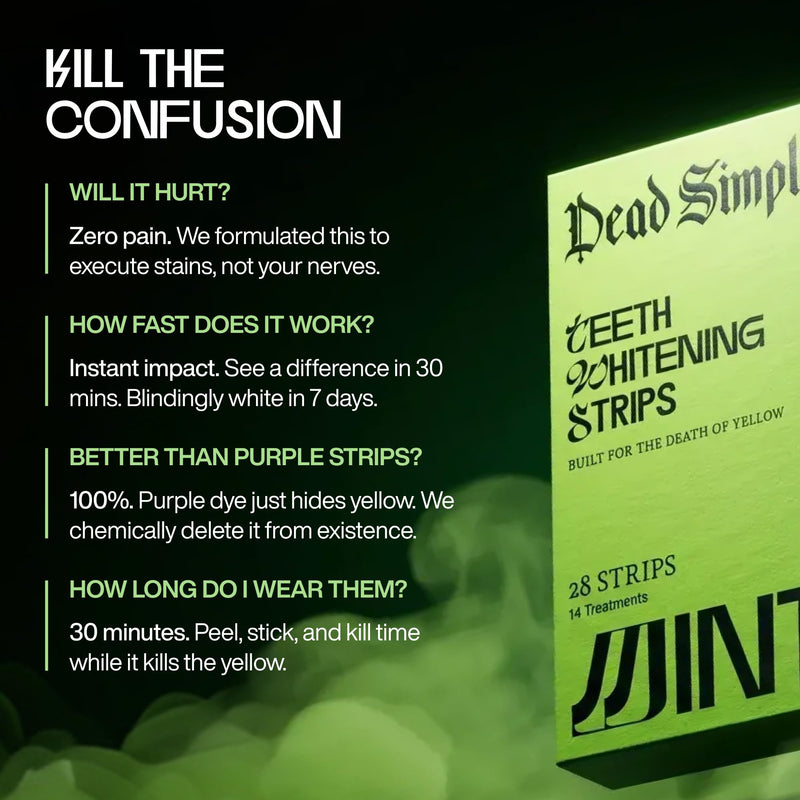 Dead Simple Teeth Whitening Strips (Tiras Blanqueadoras de Dientes) – 14 Treatments, Enamel-Safe Whitening for Convenient at-Home Stain Removal - Suitable for Sensitive Teeth