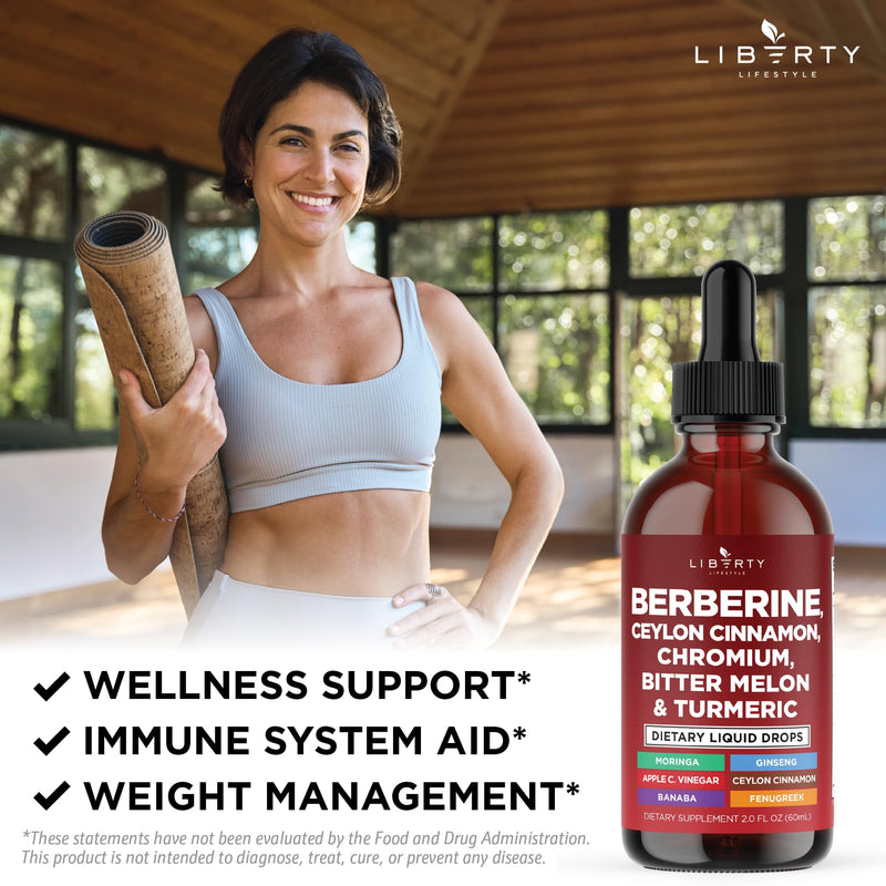 [Australia] - Berberine with Ceylon Cinnamon Supplement Liquid Drops + Bitter Melon Extract, Glucomannan, Gymnema, Chromium, Turmeric, Panax Ginseng, Moringa- 8 OZ 8 Fl. Oz (Pack of 4) 