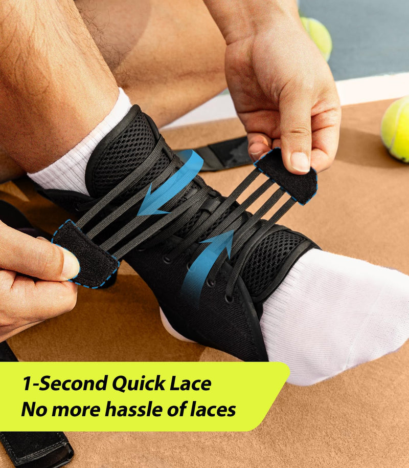 [Australia] - Quick Lace Up Ankle Brace with Side Stabilizing Pads, Slim Fit Ankle Support Brace, Adjustable & Breathable Ankle Support for Men Women, Ankle Stabilizer for Sprain,Injury Recovery,Sports,M M (Ankle size:12"-13")/Pack of 1 Black 