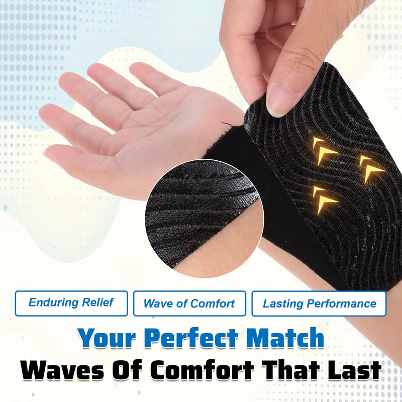 [Australia] - 6 Rolls Black Kinesiology Tape, 120 Count Precut Strips Kinetic Tape Cotton Elastic Athletic Tapes Latex Free, Elastic Athletic Tapes for Ankle Muscle Knee Elbow Shoulder Muscle Pain Relief, 2” x 10” 
