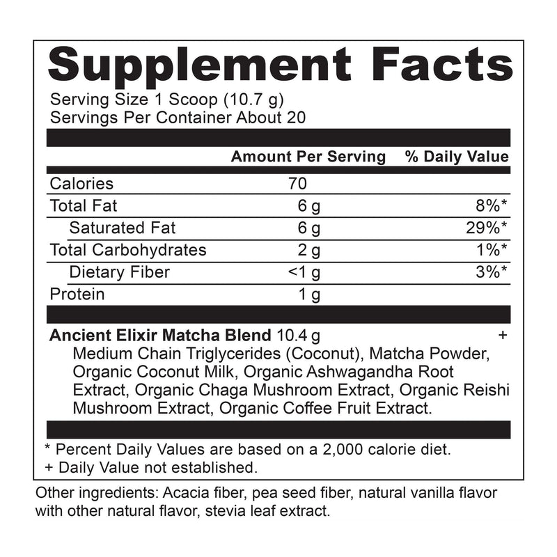 [Australia] - Ancient Nutrition Matcha Green Tea Powder with Ashwagandha, Ancient Elixirs Superfood Matcha Energy Powder, with MCTs, Promotes Healthy Energy Levels, Paleo and Keto Friendly, 20 Servings 