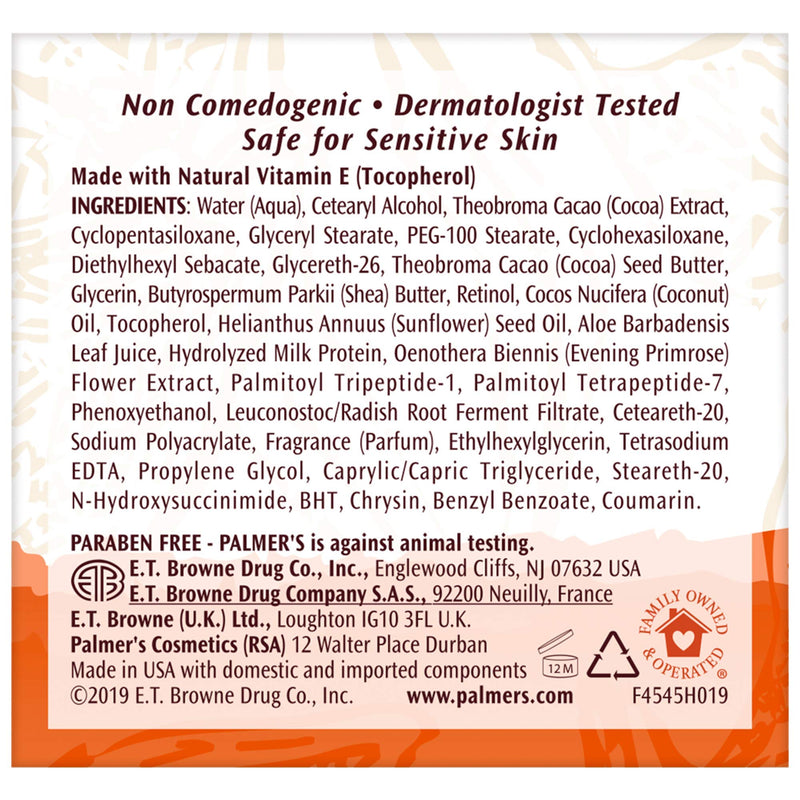 Palmer's Night Cream, Moisture Rich Cocoa Butter Formula (2.7 Oz) | Non Comedogenic Overnight Renewal Suitable for Sensitive Skin, Retinol, Peptide Complex, Shea Butter & Aloe, 48hr Moisture 2.7 Ounce (Pack of 1)