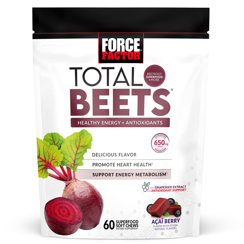 Force Factor Total Beets Chews with Beetroot & Grapeseed Extract Plus Vitafusion B12 Gummies, 90 Count Cherry Flavor