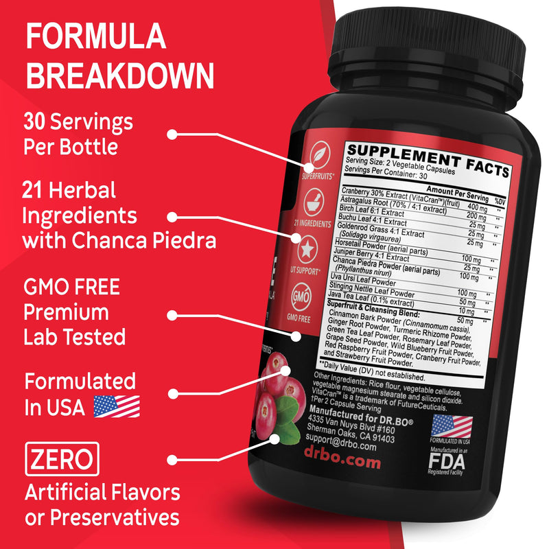 [Australia] - Kidney Cleanse Detox Support Supplement - Natural Cranberry, Juniper Berries, Buchu & Uva Ursi Extract to Support Kidneys, Bladder & Urinary Tract Health Supplements - Herbal Renal Blend Formula Pills 