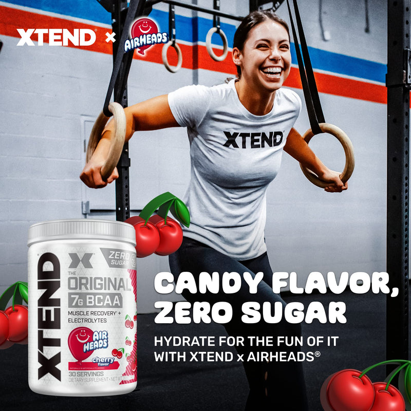[Australia] - XTEND Original BCAA Powder Airheads Cherry | ZERO CARB, ZERO SUGAR - Post Workout Muscle Recovery Drink with Amino Acids - 7g BCAAs for Men & Women | 30 Servings, Airheads Cherry 30 Servings (Pack of 1) 