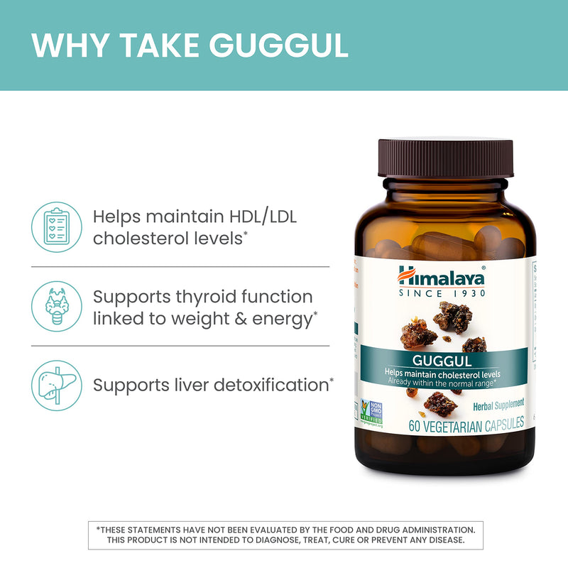 [Australia] - Himalaya Guggul - Herbal Liver Support for Liver Detox, Cholesterol, HDL & LDL Support - Vegan, Non-GMO, Gluten Free, 720 mg, 60 Capsules 60 Count (Pack of 1) 