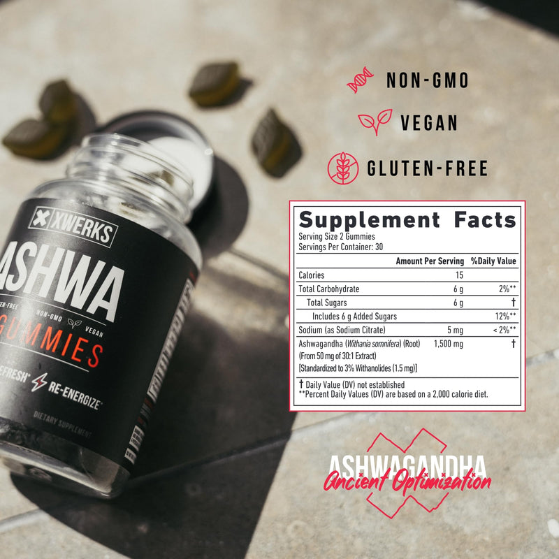 [Australia] - Xwerks Ashwagandha Root Gummies - Extra Strength 1500mg - Natural Supplements for Immunity Support & Strength- Non-GMO Gluten Free and Vegan Gummy Vitamins for Adults - 60CT 