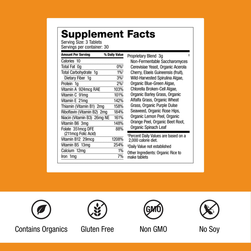 Dr. Schulze's SuperFood 100 - Everyday Superfood Supplement to Support Overall Wellness - Mutivitamin Support for Cellular Nutrition & Energy - Clean Ingredients - Gluten-Free & Dairy-Free - 90 Count Tablet 90 Count (Pack of 1)