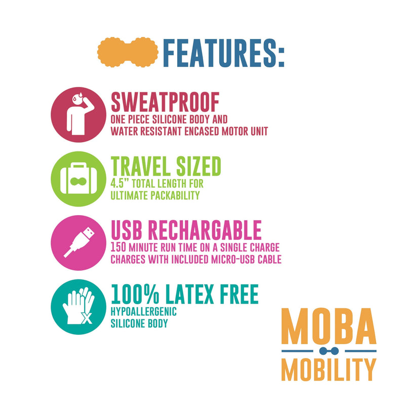 [Australia] - Moba Mobility Tool - Deep Tissue Massaging Vibrating Peanut - Fitness and Sports Recovery, Mobility, and Therapy Tool. Cordless, Rechargeable, 150 Min of Run Time with 3 Intensity Levels 
