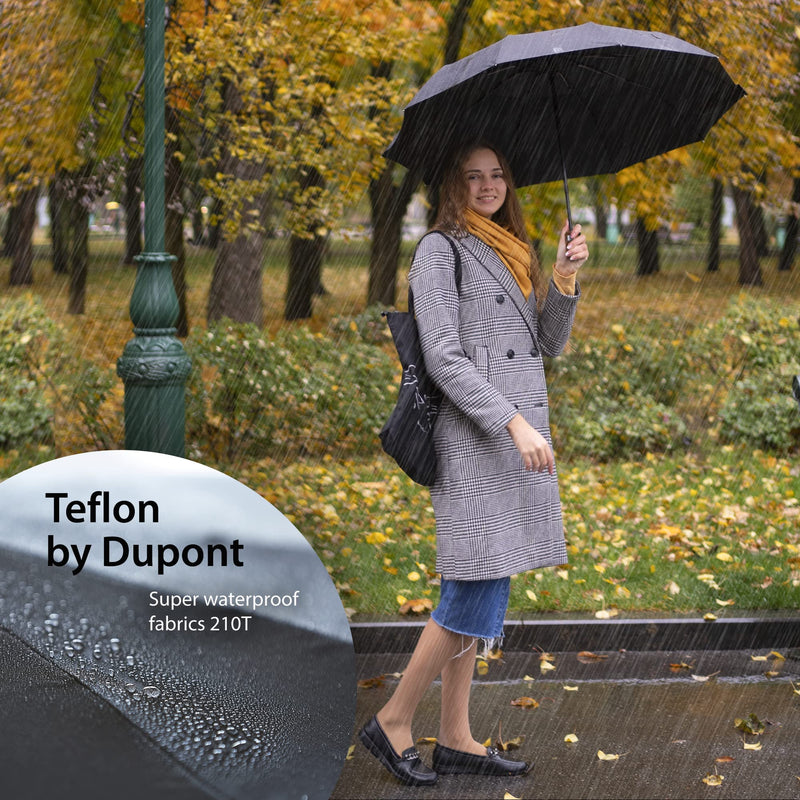 NEW 2 PCS Windproof Strong Umbrellas for Rain Compact Umbrella and Reverse Umbrella for Men and Women Automatic Open Close Umbrella Folding Travel Light Umbrella - Bundle