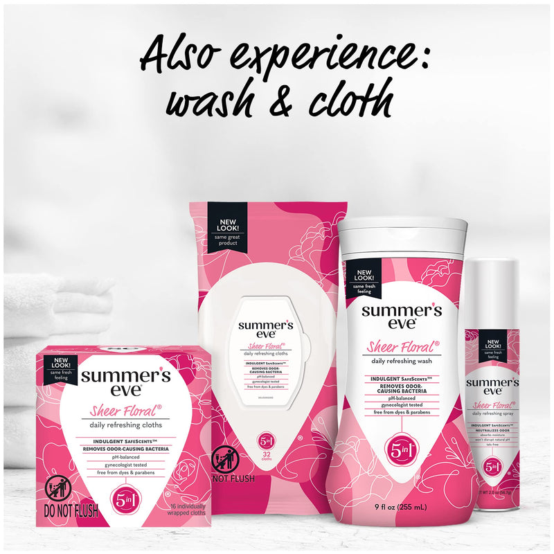 Summer’s Eve Sheer Floral Feminine Freshening Spray, Daily Intimate Deodorant, Neutralizes Odor, pH Balanced, Talc Free, Gentle Fresh Scent, 2 Ounce (Pack of 6)