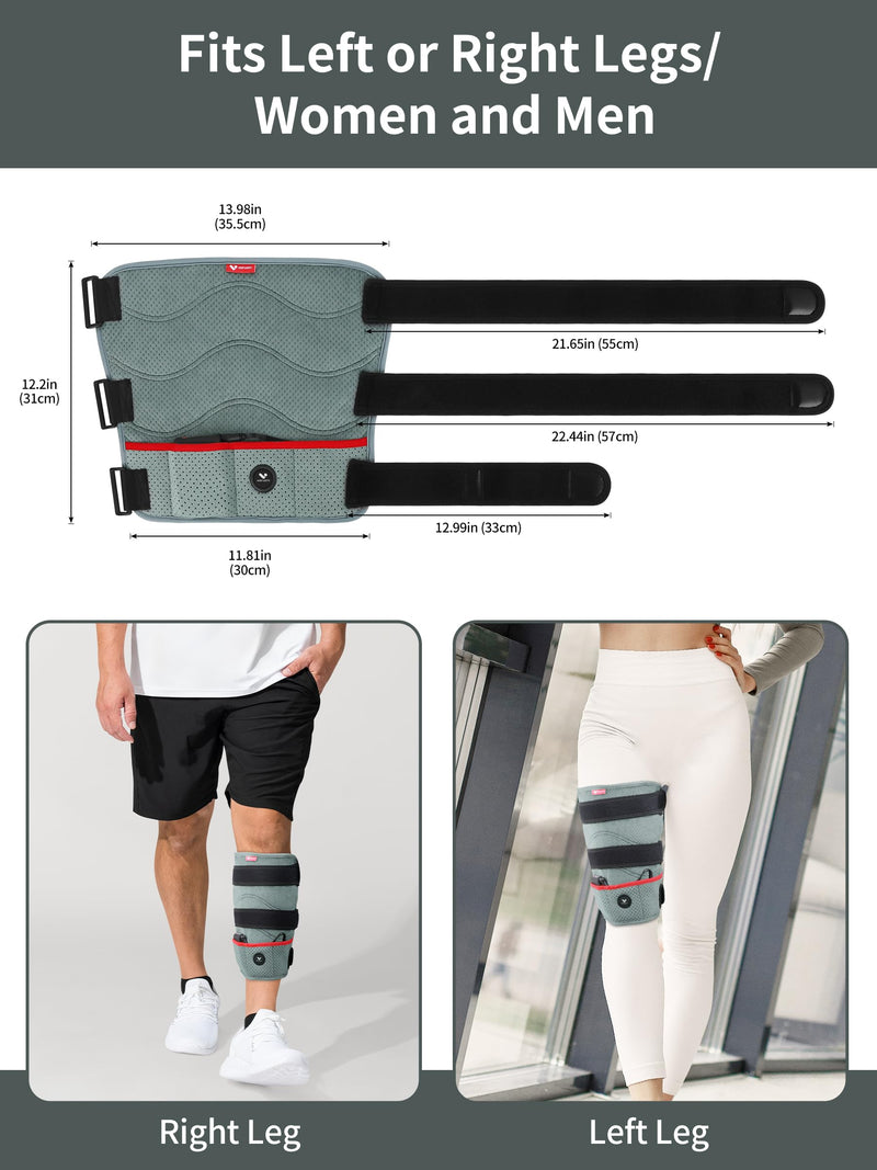 Portable Cordless Leg Heating Pad with 7.4V 6000mAh Battery | Electric Heated Knee Brace Warmers Wrap with 3 Temperature Settings, Gifts for Men Women, FSA Eligible HSA Gray
