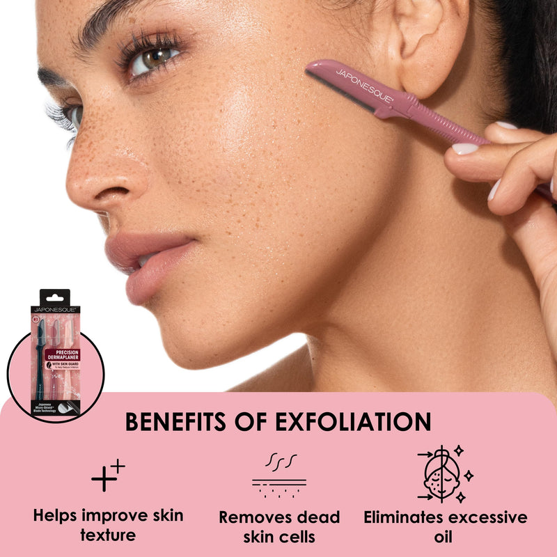 JAPONESQUE Precision Dermaplaner Facial Razors – 2pk 6 Piece Set, Eyebrow and Facial Hair Single Blade Razors for Women and Men, 2pk, 6ct.