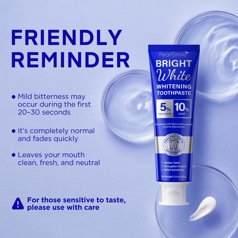 [Australia] - PearlSmile Whitening Toothpaste – 10% Nano Hydroxyapatite Toothpaste + 5% Niacinamide – Gently Whitens, Strengthens Enamel & Supports Sensitive Teeth – Fluoride-Free, Travel Size 4.2oz (120g) Natural Peppermint 4.2 Ounce (Pack of 1) 