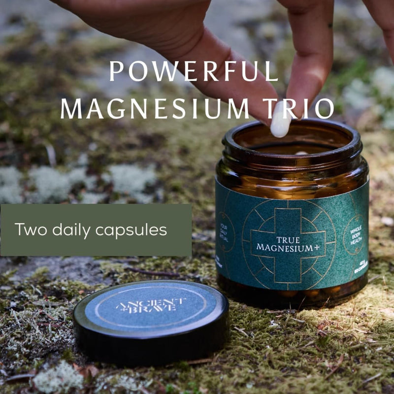 Ancient + Brave | 3-in-1 Magnesium Complex: Glycinate, Malate & Taurate | 60 Vegan Capsules | High Strength Magnesium Supplement Made in UK 60 count (Pack of 1)