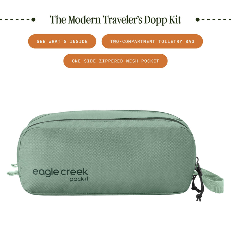 Eagle Creek Pack-It Reveal Quick Trip, Green | Dual-Compartment Toiletry Bag for Travel, Full-Length Zipper Compartments, Recycled Fabric Construction, Water-Resistant