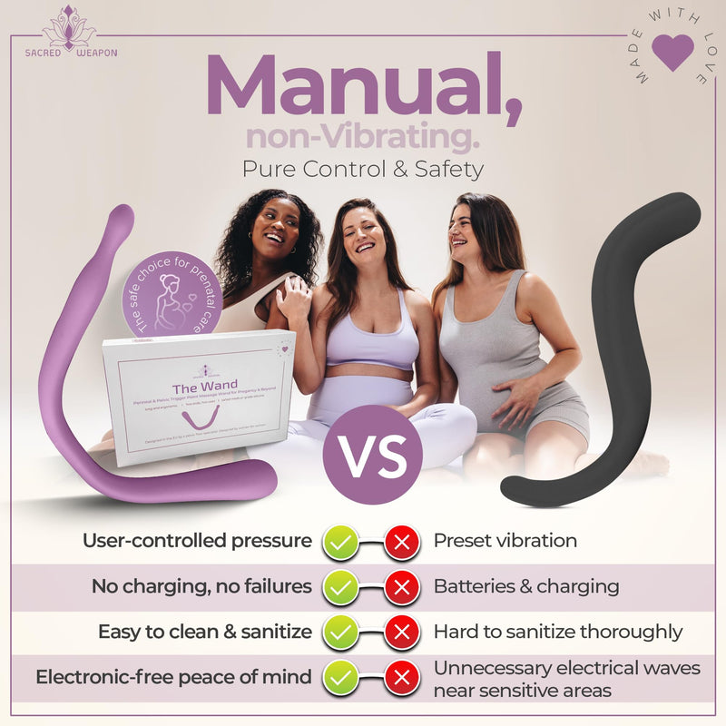 Sacred Weapon™ Perineal Massage Tool for Pregnancy, Labor Prep & Postpartum Recovery | Non-Vibrating, Medical-Grade Silicone | 2-in-1 for Fascia & Trigger Point Release Pelvic Floor