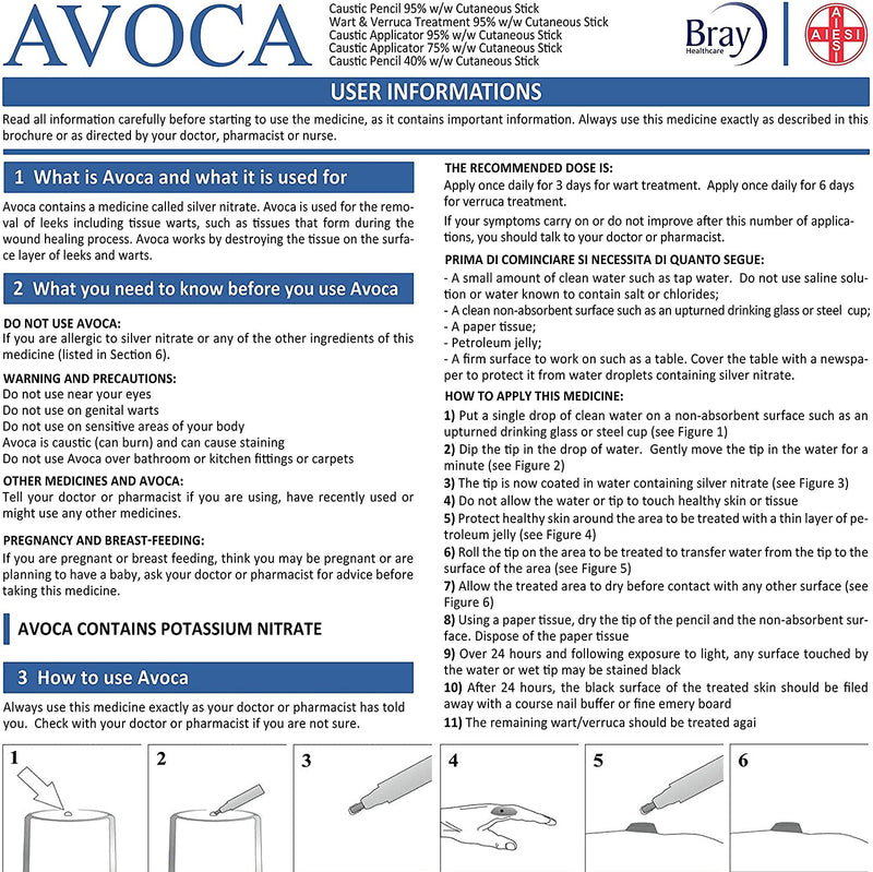 [Australia] - AVOCA 40% Silver Nitrate Etching Pen for Removing Warts, Leeks and Textiles (Pack of 2) 