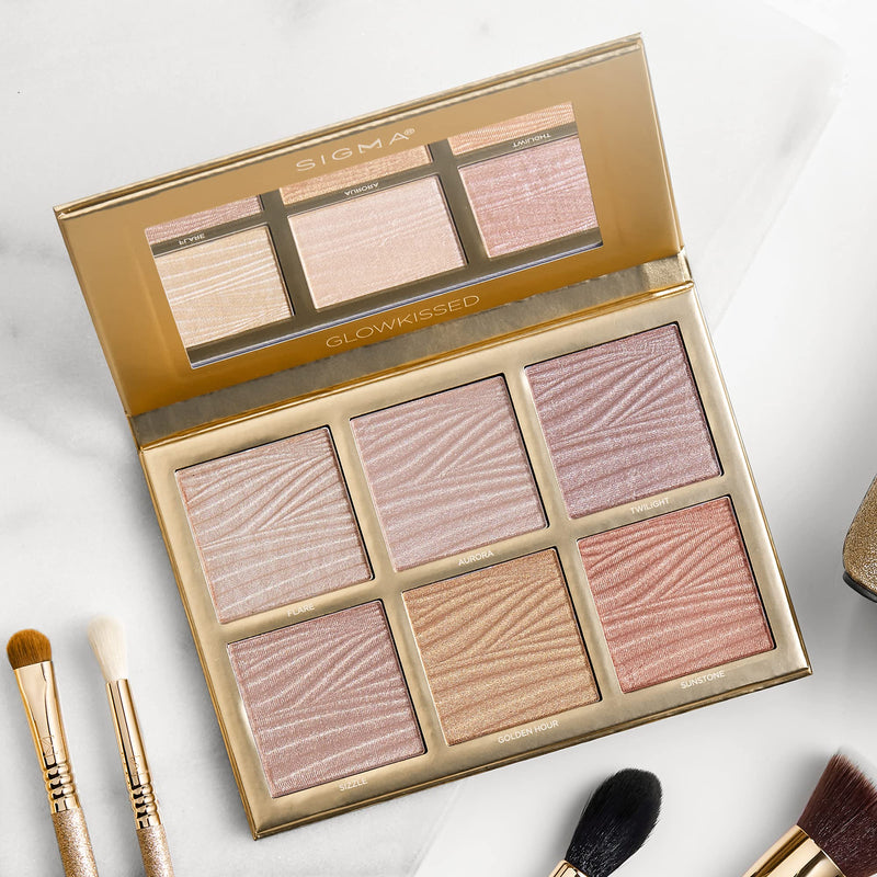[Australia] - Sigma Beauty GlowKissed Highlight Palette | Highlighted Warm Tones | Glow Vibes, Mirror Included GlowKissed Palette 2.18 Ounce (Pack of 1) 