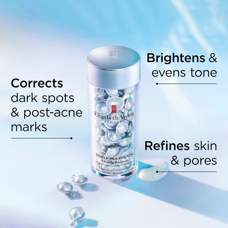 Elizabeth Arden Visible Brightening Clearly Radiant Dark Spot Corrector & Vitamin C Serum Capsules, Corrects Post-Acne Scars, Reduces Pores & Evens Skin Tone 30 Count (Pack of 1)