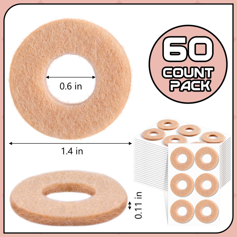 [Australia] - 60 Pcs Felt Callus Cushions for Bottom of Foot Round Feet Corn Pads Adhesive Foot Callus Pads Soft Foot Callous Cushions Bulk for Women Men Feet Toes Heel Pain Relief 