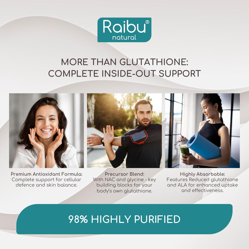 Glutathione Reduced - 98% Highly Purified - L Glutathione Supplement with NAC, Alpha Lipoic Acid & L-Glycine - Antioxidant Support - from Fermentation, Non-GMO - 900 mg per Serving, 90 Vegan Capsules