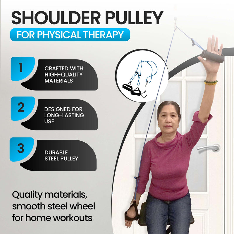 [Australia] - Shoulder Pulley for Physical Therapy - Shoulder Pain Relief | Exercise Equipment for Home Workouts | Pulleys for Shoulder Rehab over Door|Foam Handles w/Velcro | Rotator Cuff, Stroke and Arthritis 