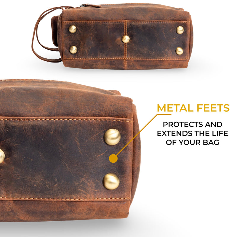 Full Grain Leather Toiletry Bag for Men & Women – Water-Resistant Travel Shaving Kit Organizer with YKK Zipper, Spacious Bathroom Grooming & Cosmetic Storage Case, Dopp kits (Tan Brown) Tan brown 1