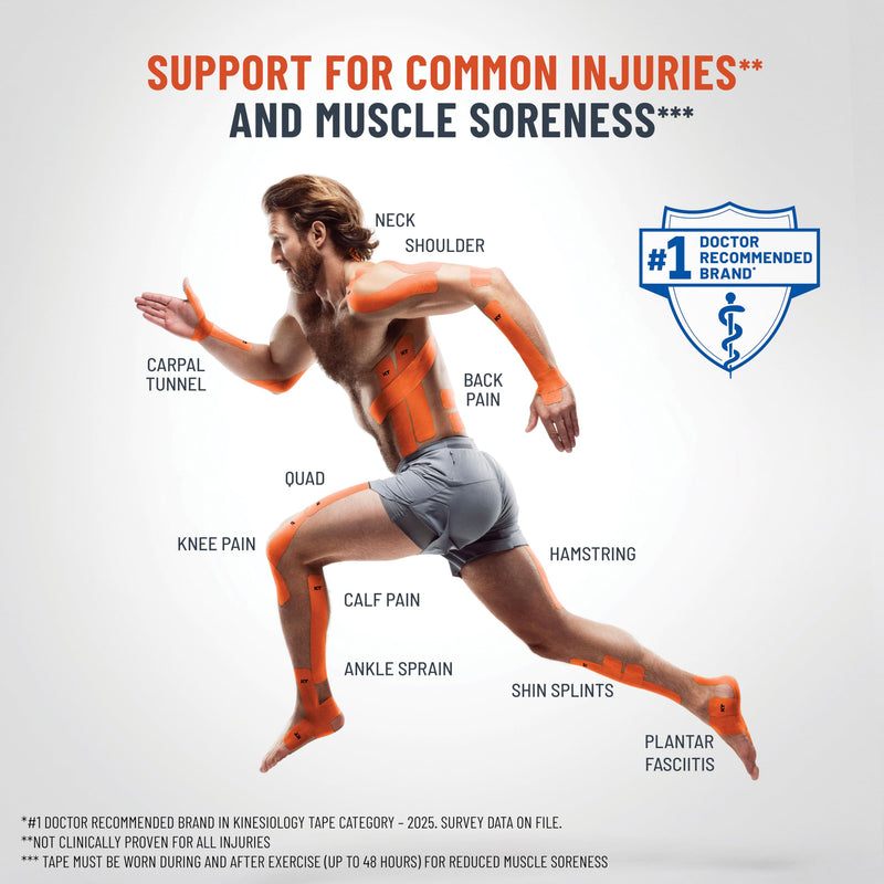 [Australia] - KT Tape, Original Cotton, Elastic Kinesiology Athletic Tape, 150 Precut 10” Strips Beige 