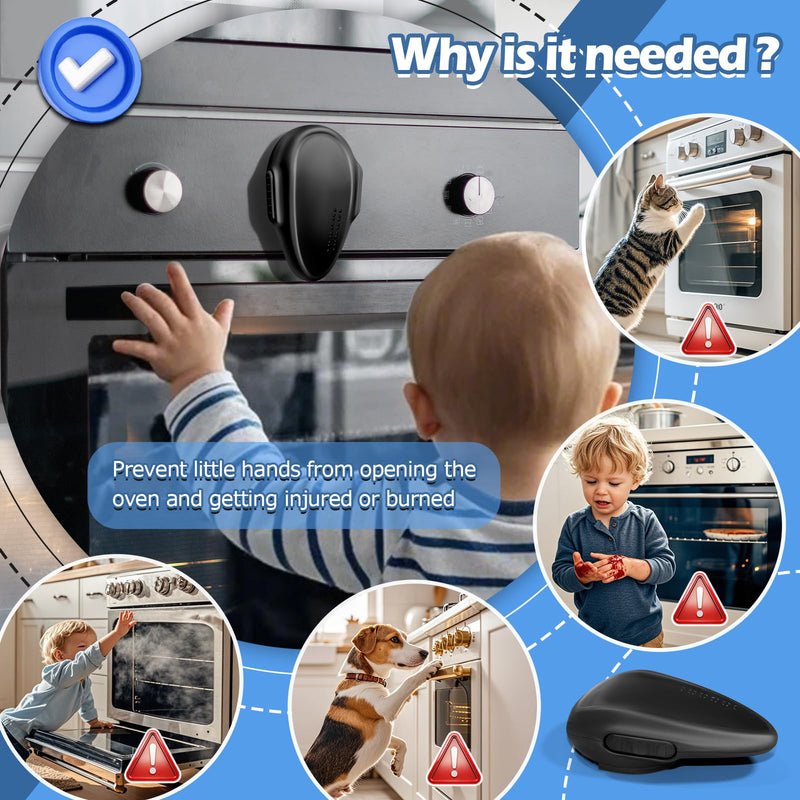 [Australia] - Oven Lock Child Safety (2Pack), Childproof Oven Door Lock, MCOTOP Oven Safety Lock, Heat-Resistant Material no Tools Need or Drill, Oven Door Lock Child Safety Easy to Install (Black) BLACK-2 Pack 