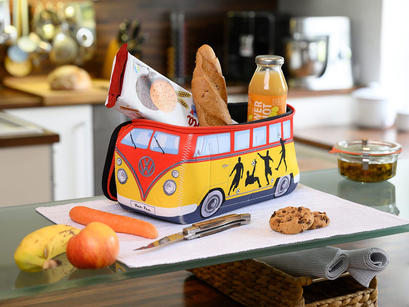 BRISA VW Collection - T1 Bus Camper Toiletry Bag Cosmetic Case | Volkswagen Toiletry Bag Cosmetic Case, Water-Repellent, Hanging Hook, 4 Mesh Pockets for Travel, Neoprene, Football Large Large (11.8 X 5.5 X 4.7 Inches)