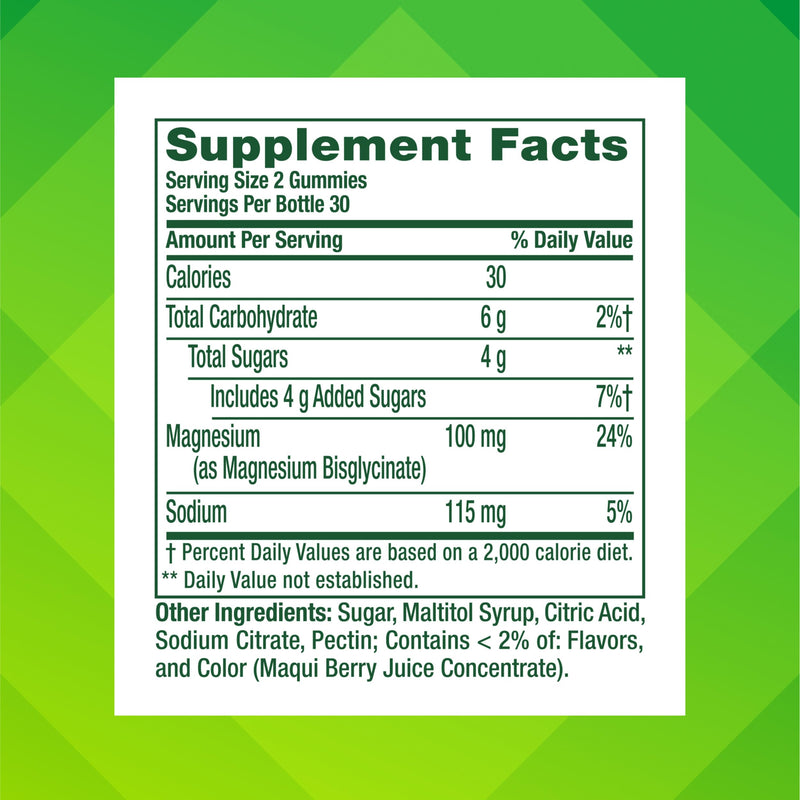 Vitafusion Magnesium Glycinate Gummies | 100mg | 60 Adult Gummy Vitamins | for Women and Men | Cherry Berry Flavor | Gluten-Free Supplement 60 Count (Pack of 1)