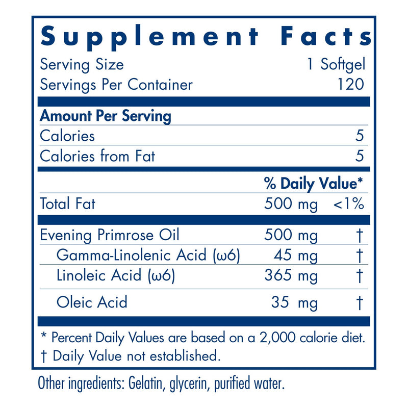 [Australia] - Allergy Research Group EPO - Evening Primrose Oil for Men & Women, for Dry Eyes, Omega-6, GLA Gamma-Linolenic Acid, 500mg Supplement - 120 Count 