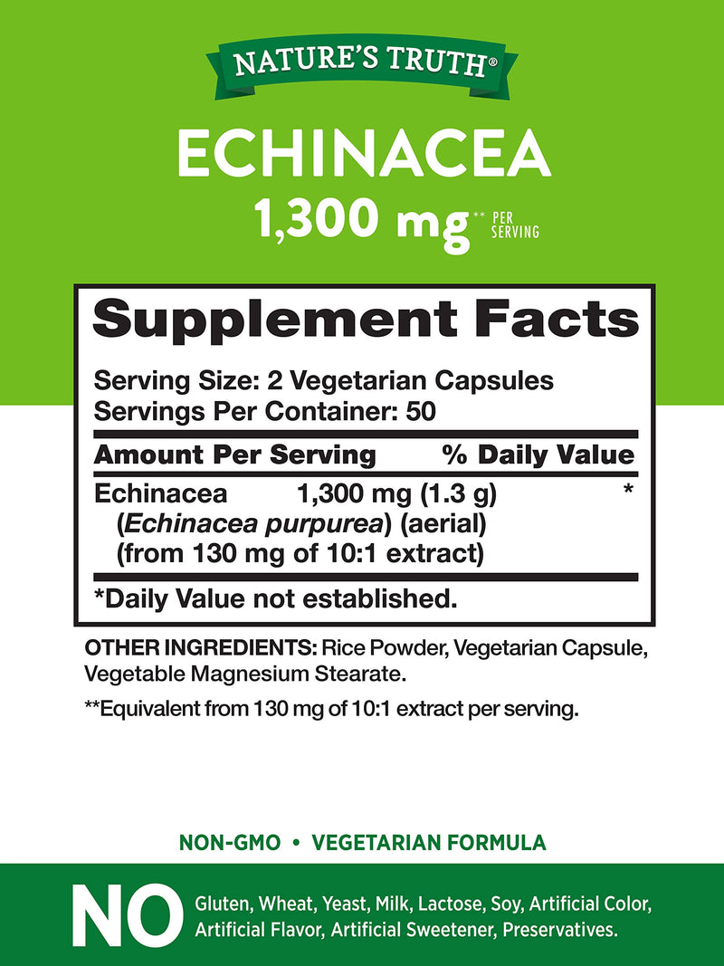 [Australia] - Echinacea Extract Capsules | 1300mg | 100 Count | Non-GMO & Gluten Free | by Nature's Truth 
