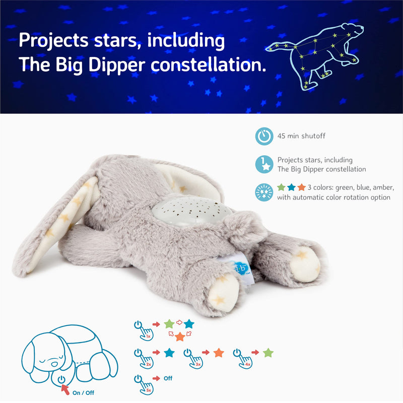 [Australia] - Cloud b Calming Mini Nightlight Star Projector | Gentle Brightness | 3 Colors | 1 Constellation | Auto-Shutoff | Dream Buddies Benny The Bunny 